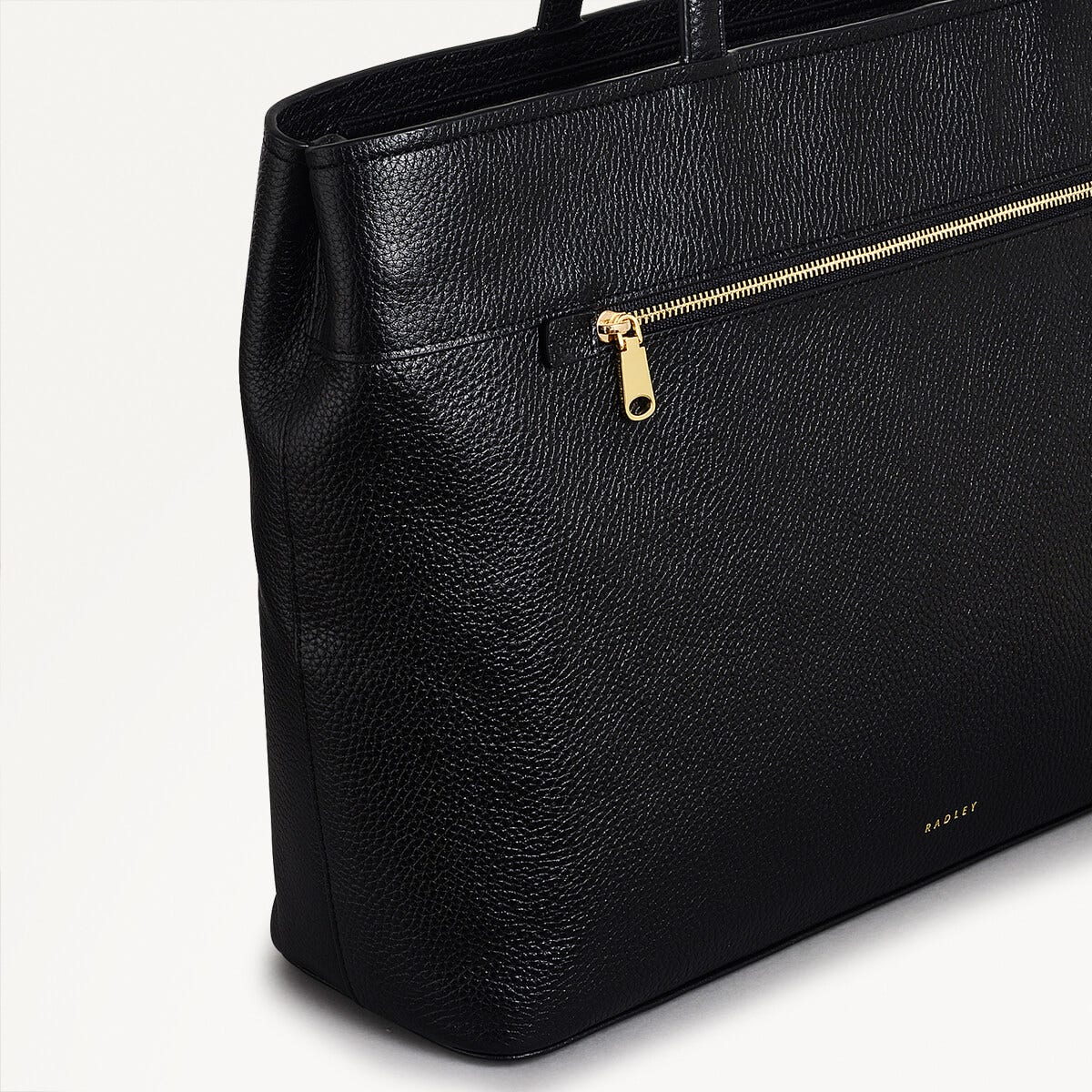 Sunny Dene Leather Medium Ziptop Tote Bag in Black - 110382
