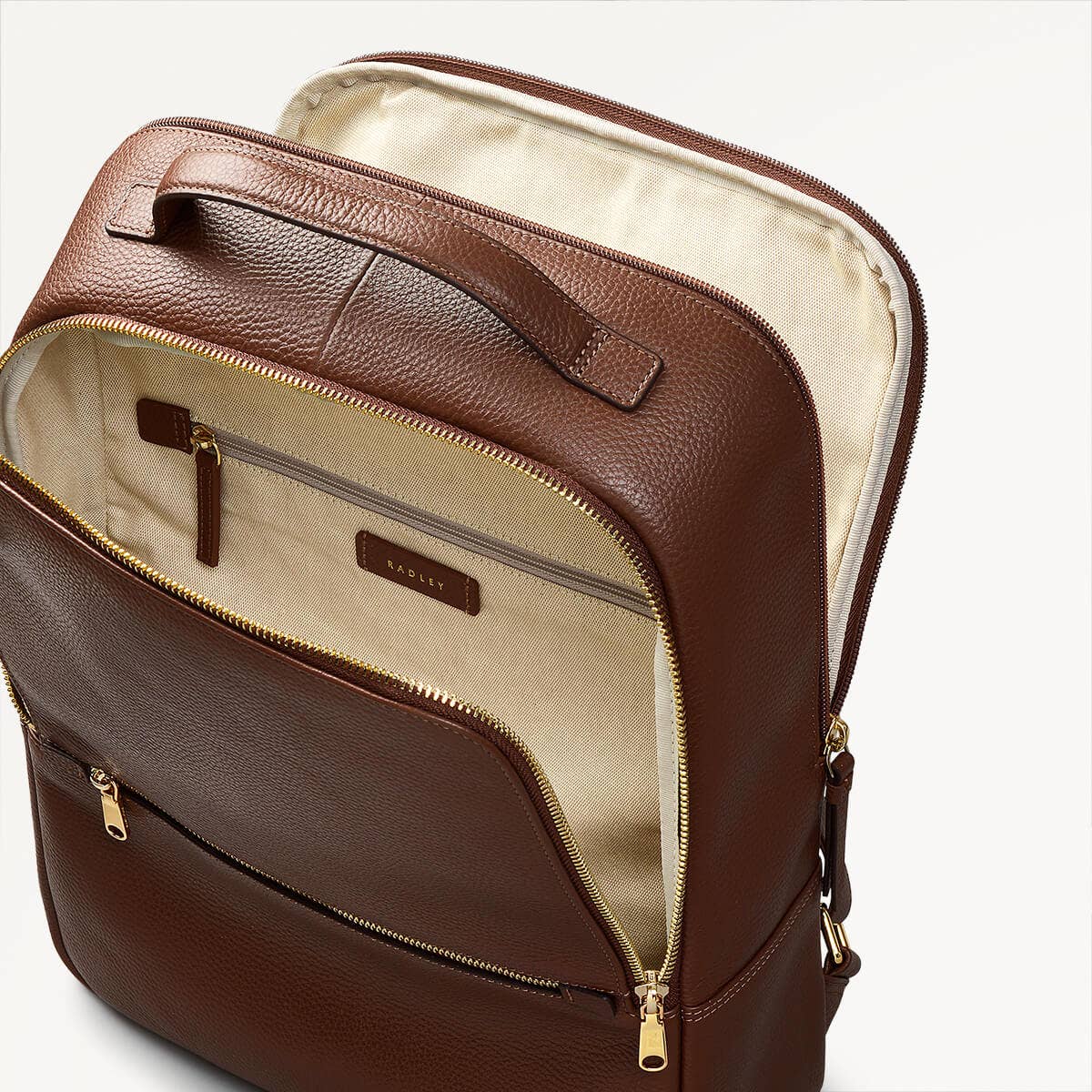 Sunny Dene Leather Medium Zip Around Backpack in Walnut - 110388