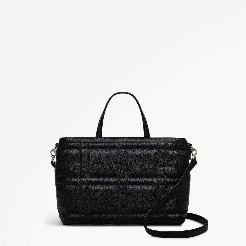 Sunny Dene Leather Small Ziptop Grab Bag in Black - 110391