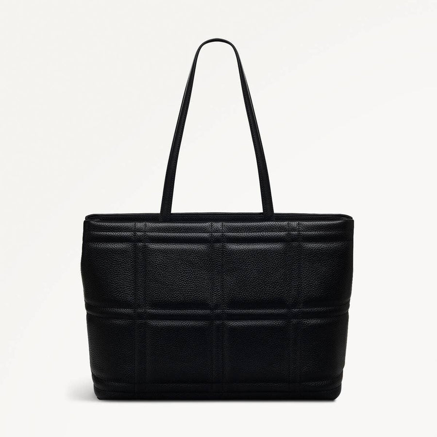 Sunny Dene Leather Medium Ziptop Tote Bag in Black - 110393