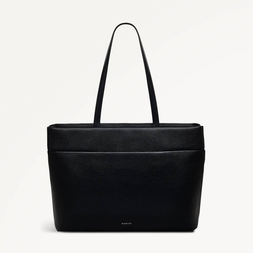 Sunny Dene Leather Medium Ziptop Tote Bag in Black - 110393