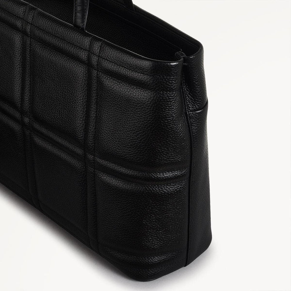 Sunny Dene Leather Medium Ziptop Tote Bag in Black - 110393