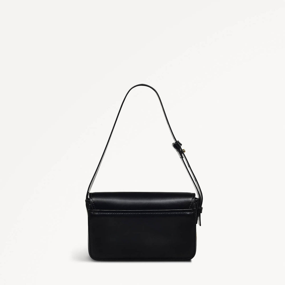 Magpie Lane Leather Small Flapover Shoulder Bag in Black - 110396