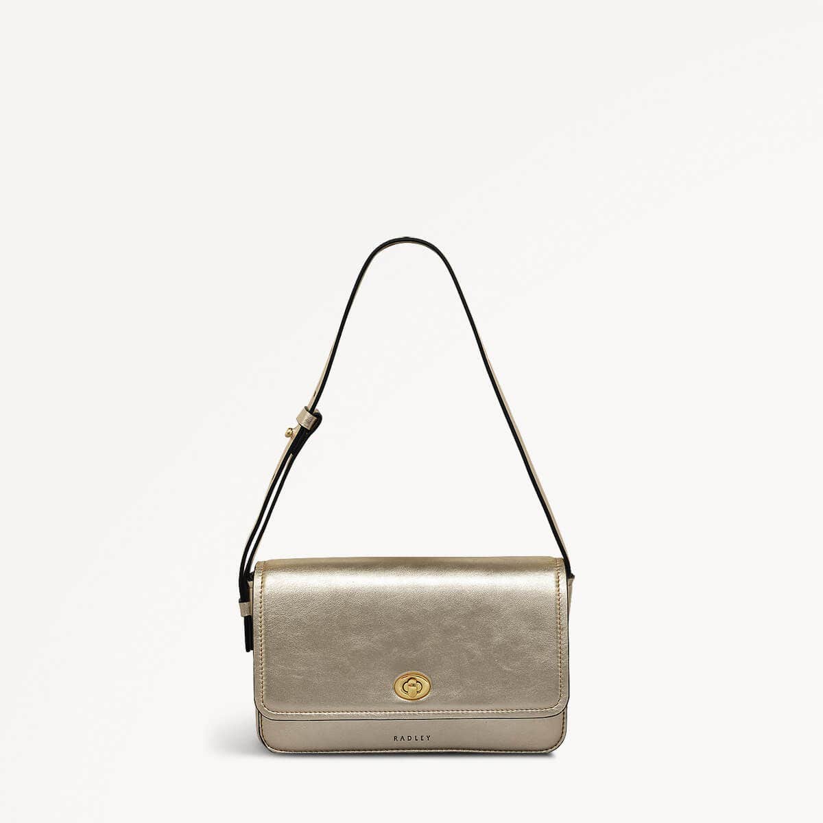 Magpie Lane Leather Small Flapover Shoulder Bag in Icy Gold - 110397