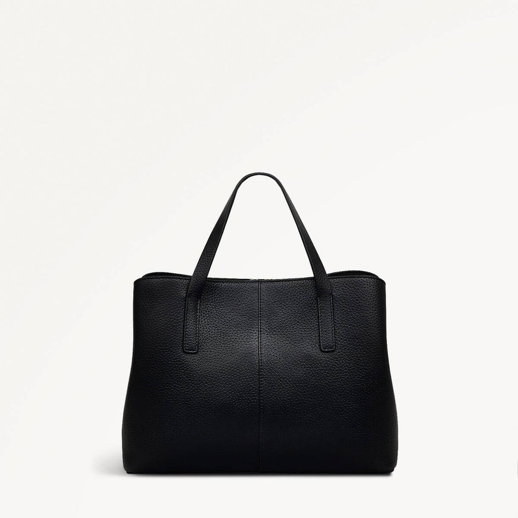 Dukes Place Leather Medium Ziptop Grab Bag in Black - 110419