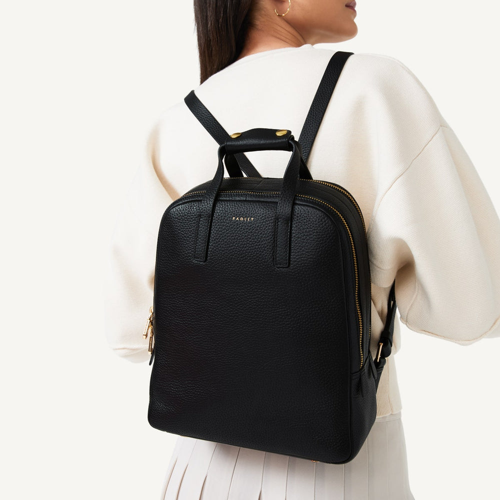 black leather backpack zip Women's Black Backpack | Dukes Place Collection