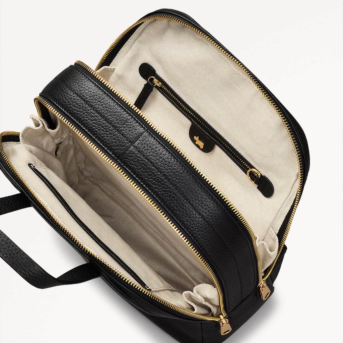 black large double zip leather backpack Women's Black Backpack | Dukes Place Collection