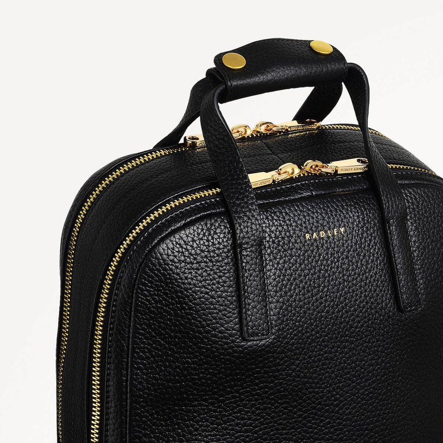 Dukes Place Leather Medium Zip Around Backpack in Black - 110420