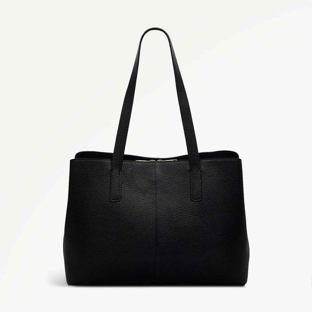 Dukes Place Leather Large Ziptop Workbag Bag in Black - 110421