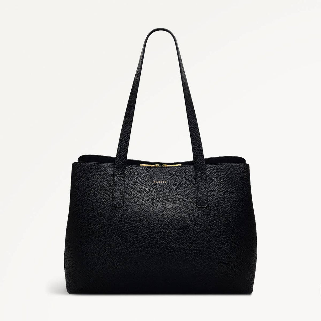 Dukes Place Leather Large Ziptop Workbag Bag in Black - 110421