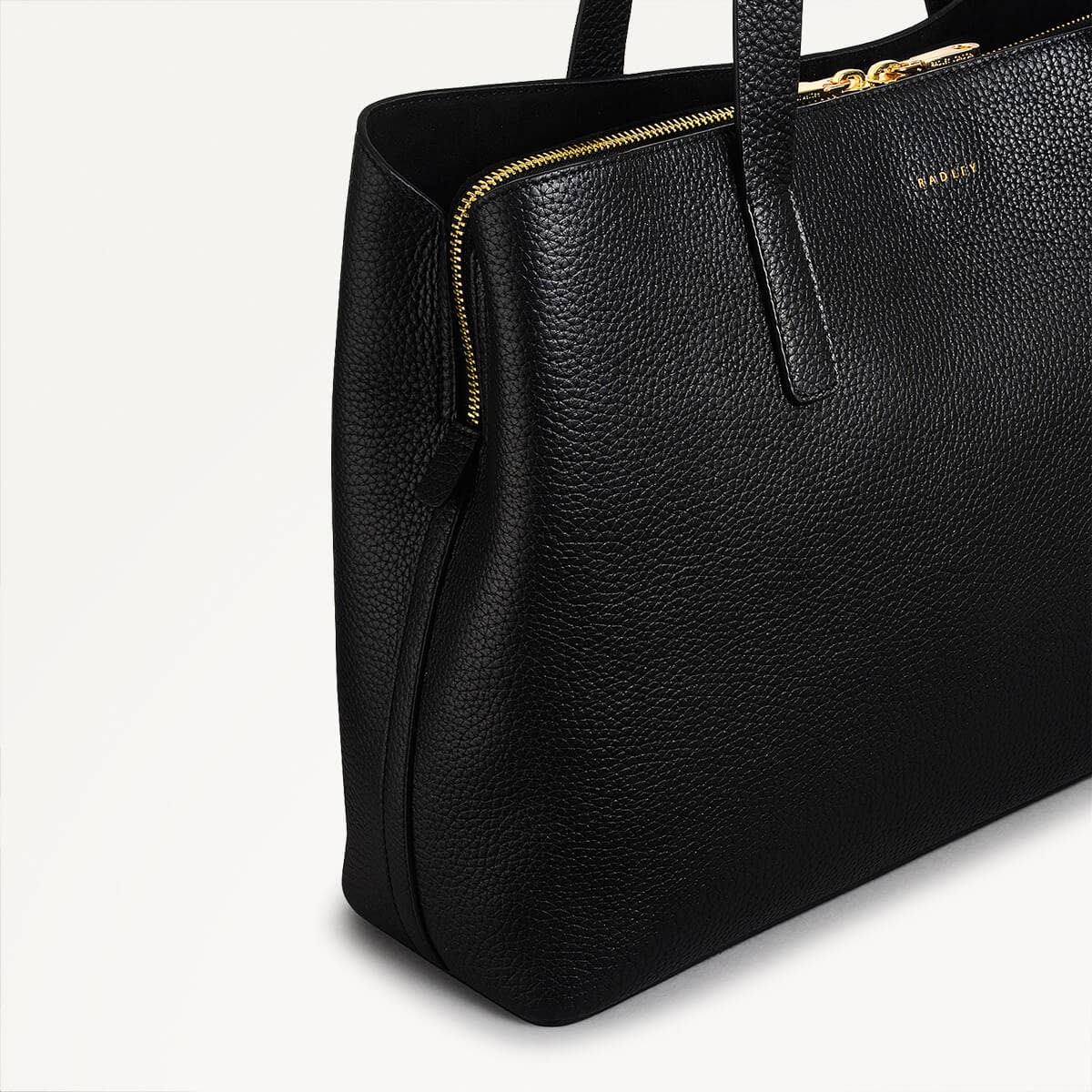 Dukes Place Leather Large Ziptop Workbag Bag in Black - 110421