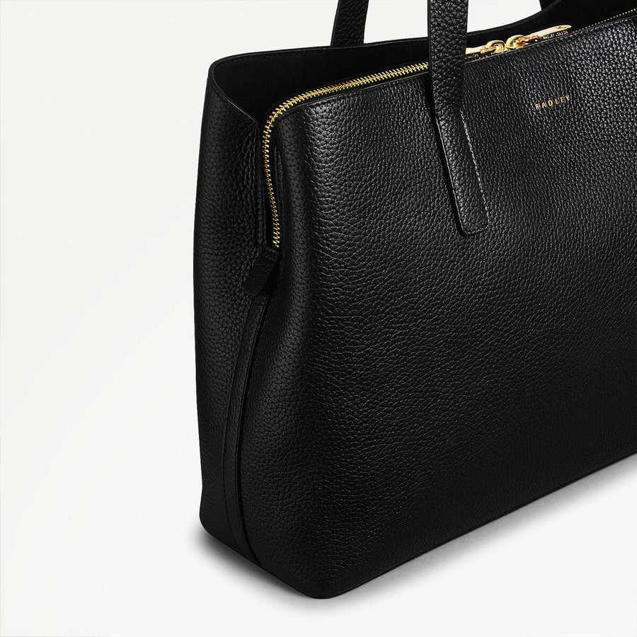 Dukes Place Leather Large Ziptop Workbag Bag in Black - 110421