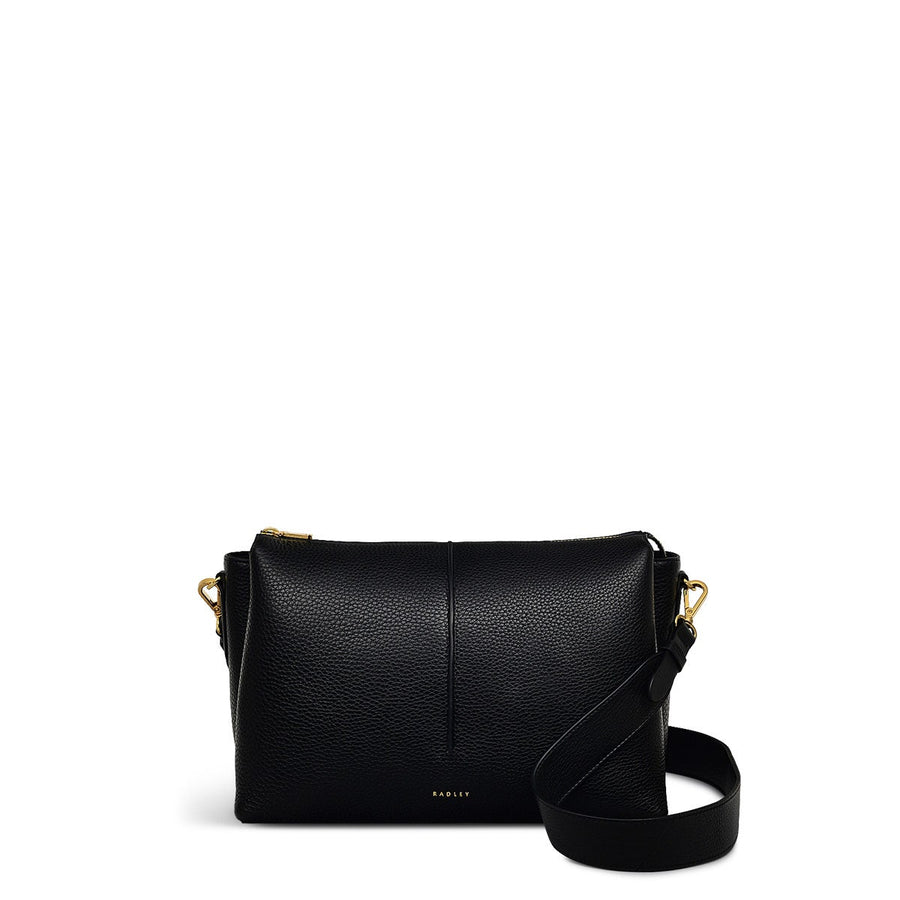 Hillgate Place Leather Medium Ziptop Crossbody Bag in Black - 110427