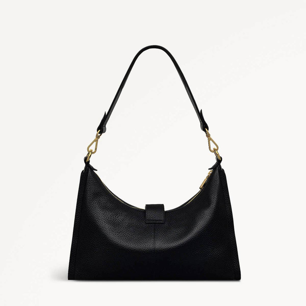 Sloane Street Leather Medium Ziptop Shoulder Bag in Black - 110431