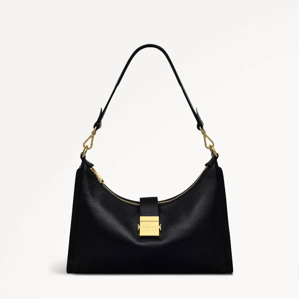 Sloane Street Leather Medium Ziptop Shoulder Bag in Black - 110431