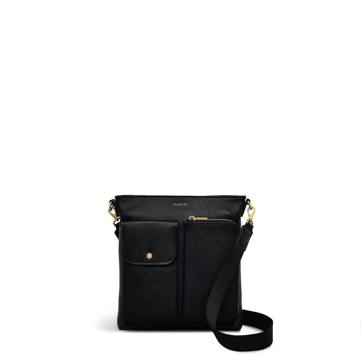 Selby Crescent Leather Small Ziptop Crossbody Bag in Black - 110465