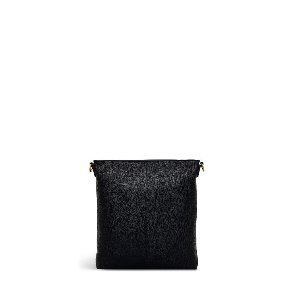 Selby Crescent Leather Small Ziptop Crossbody Bag in Black - 110465