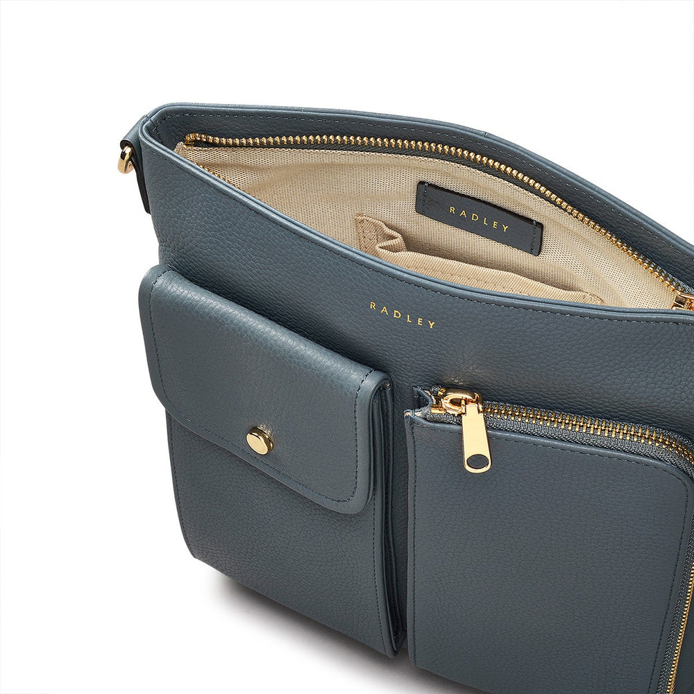 Selby Crescent Leather Small Ziptop Crossbody Bag in Uniform - 110466