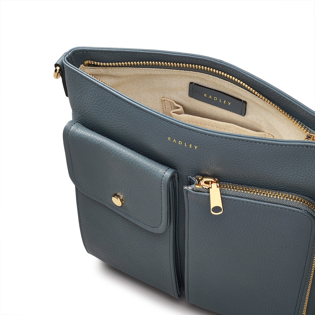 Selby Crescent Leather Small Ziptop Crossbody Bag in Uniform - 110466