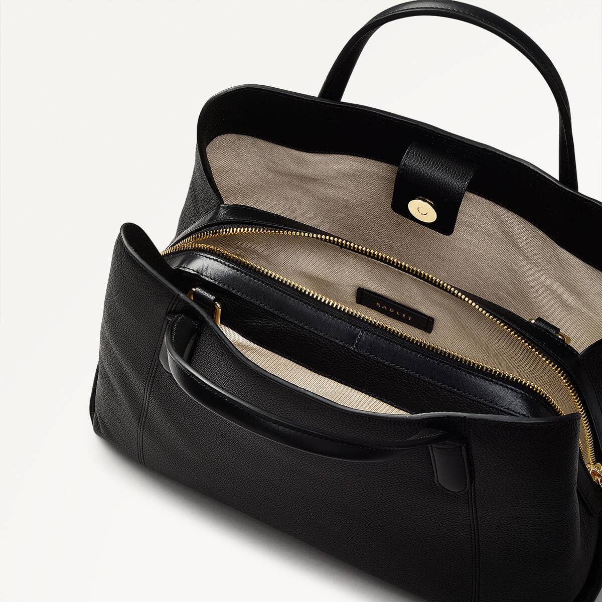 Provence Avenue Leather Medium Zip Around Satchel Bag in Black - 110473