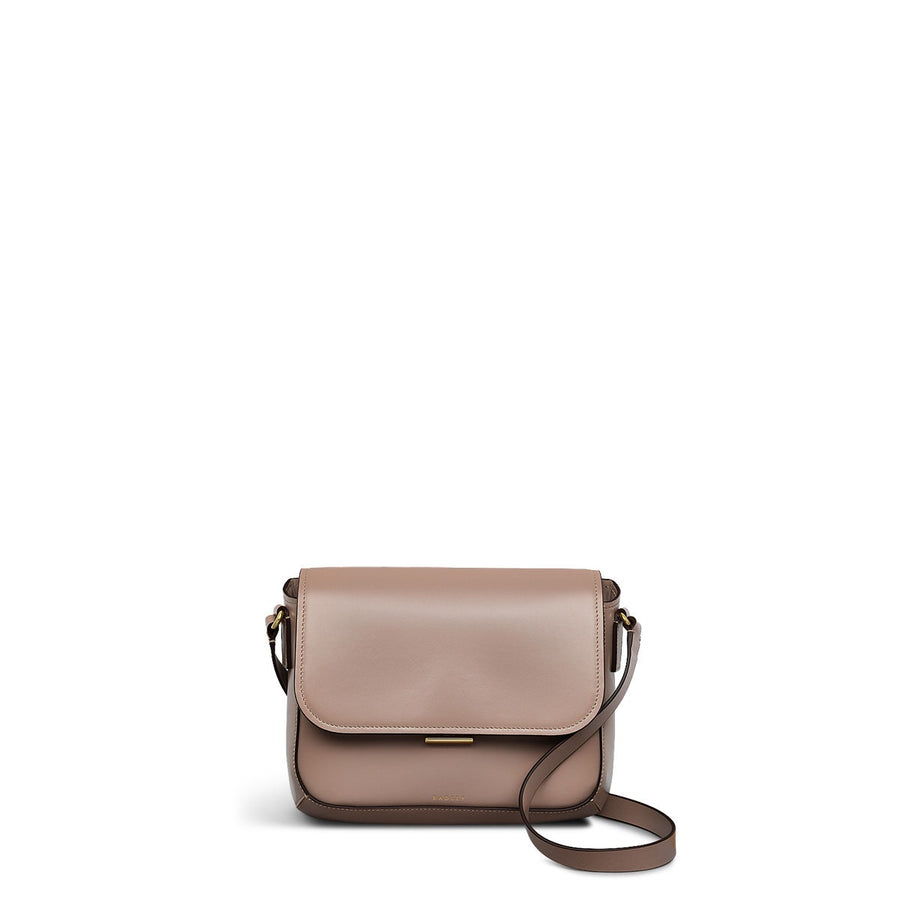 Mells Manor Leather Medium Flapover Crossbody Bag in Silt - 110480