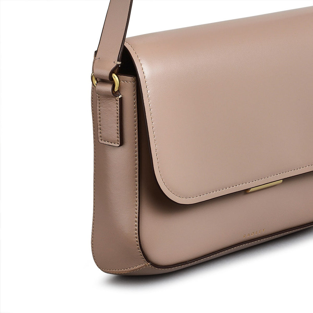 Mells Manor Leather Medium Flapover Crossbody Bag in Silt - 110480