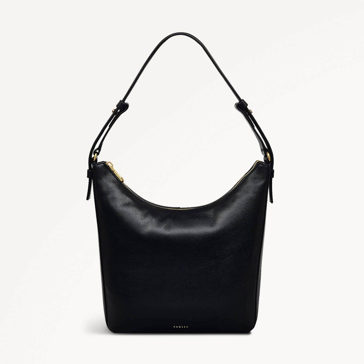 Embankment Way Leather Large Ziptop Shoulder Bag in Black - 110485