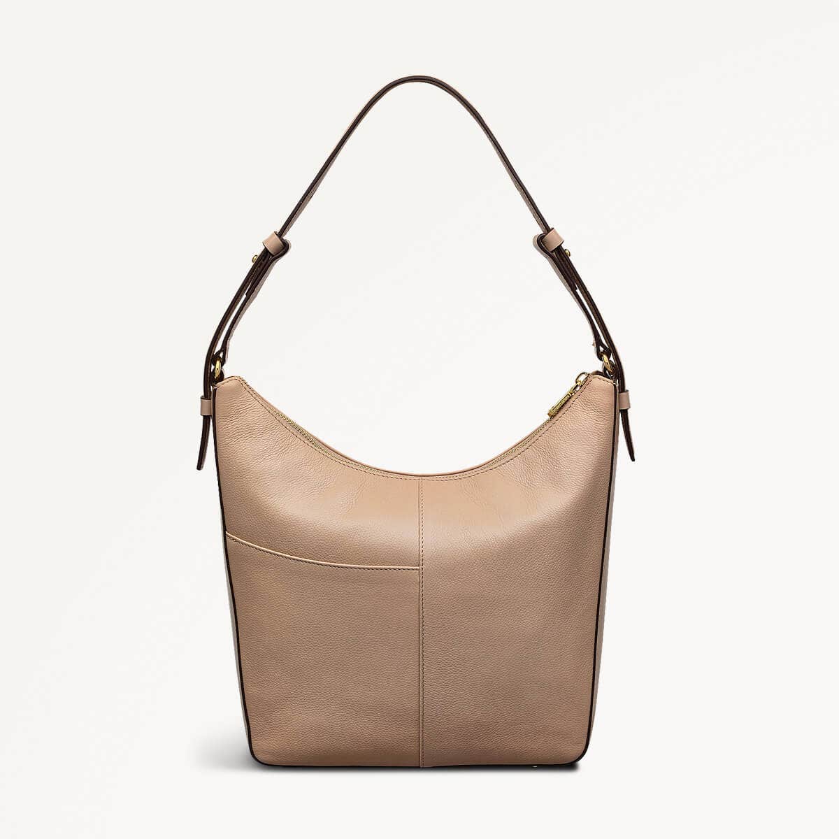 Embankment Way Leather Large Ziptop Shoulder Bag in Silt - 110487