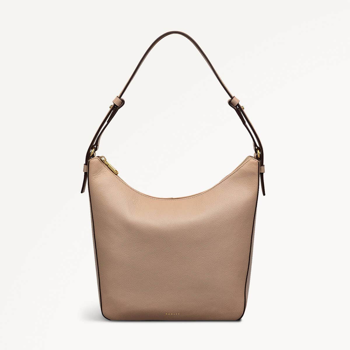 Embankment Way Leather Large Ziptop Shoulder Bag in Silt - 110487