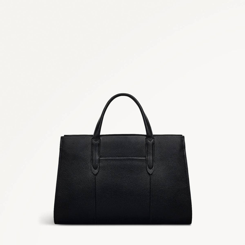Arlington Court Leather Medium Zip Around Satchel Bag in Black - 110509