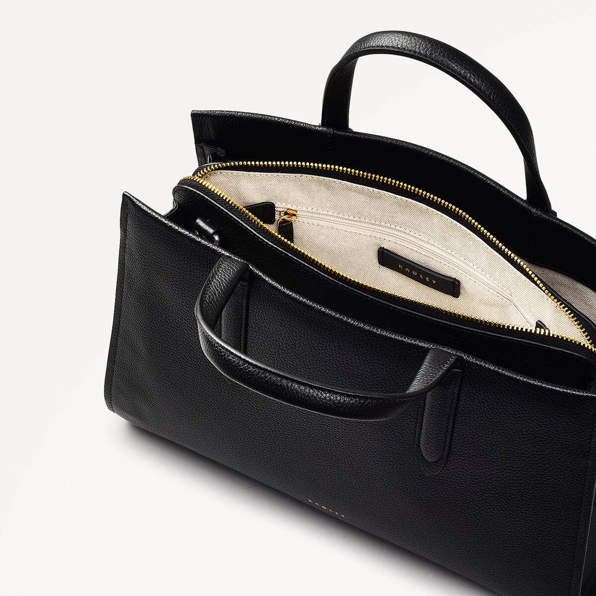 Arlington Court Leather Medium Zip Around Satchel Bag in Black - 110509