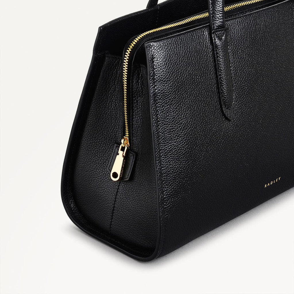 Arlington Court Leather Medium Zip Around Satchel Bag in Black - 110509