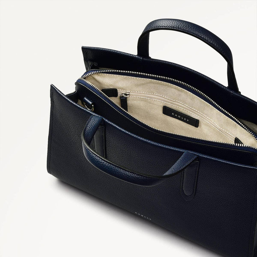 Arlington Court Leather Medium Zip Around Satchel Bag in Ink - 110510