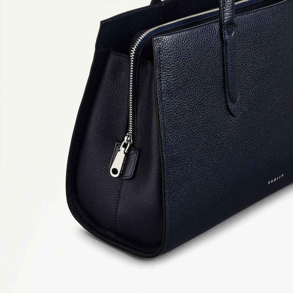 Arlington Court Leather Medium Zip Around Satchel Bag in Ink - 110510