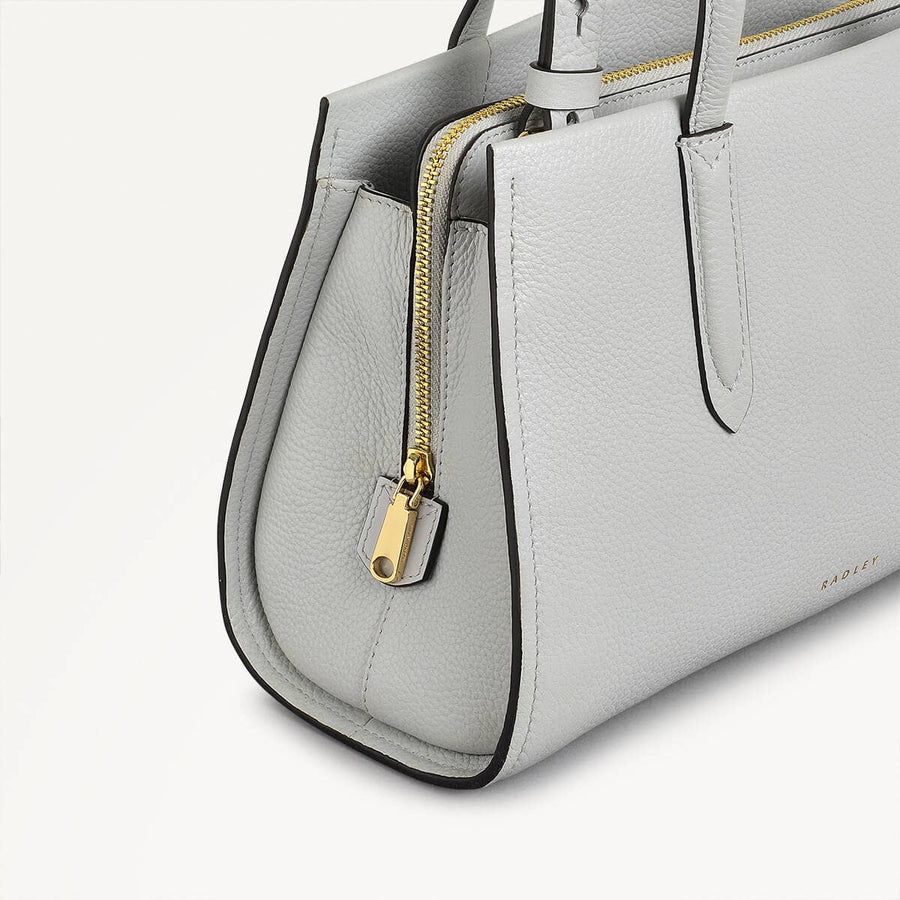 Arlington Court Leather Small Zip Around Satchel Bag in Goose Grey - 110514