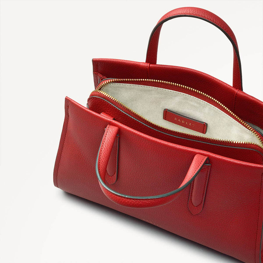 Arlington Court Leather Small Zip Around Grab Bag in Poinsettia - 110515