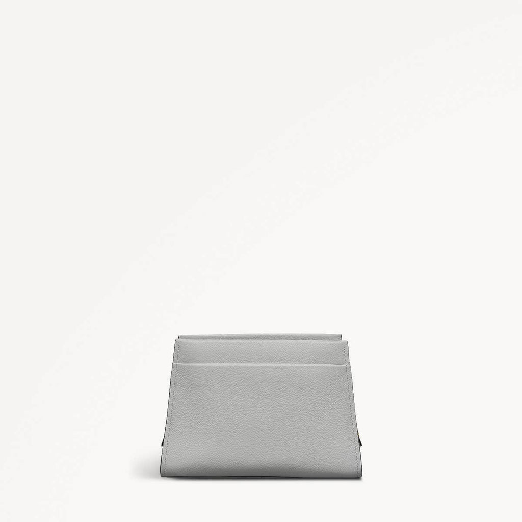 Arlington Court Leather Small Zip Around Crossbody Bag in Goose Grey - 110521
