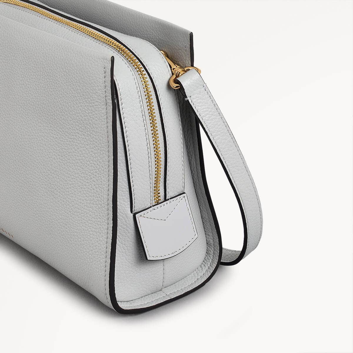 Arlington Court Leather Small Zip Around Crossbody Bag in Goose Grey - 110521