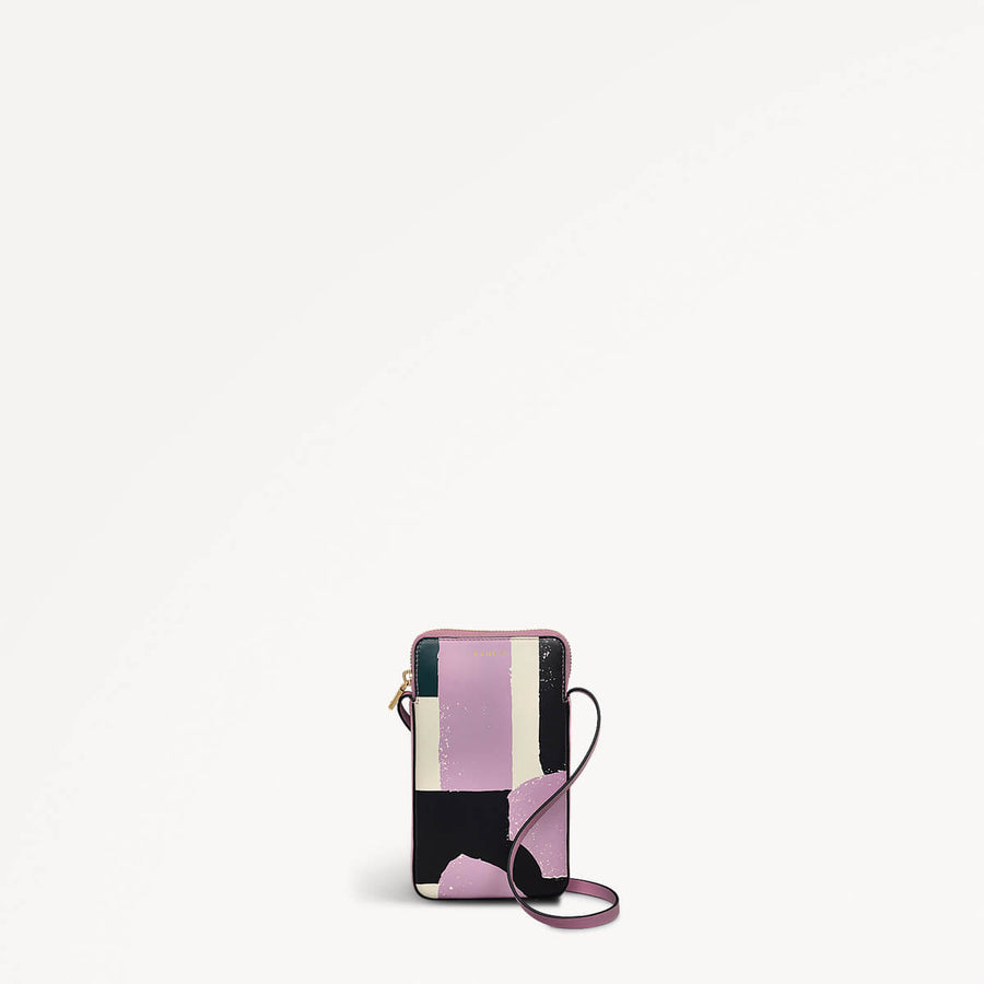 Gallery Road Leather Medium Phone Crossbody in Shy Pink - 110579