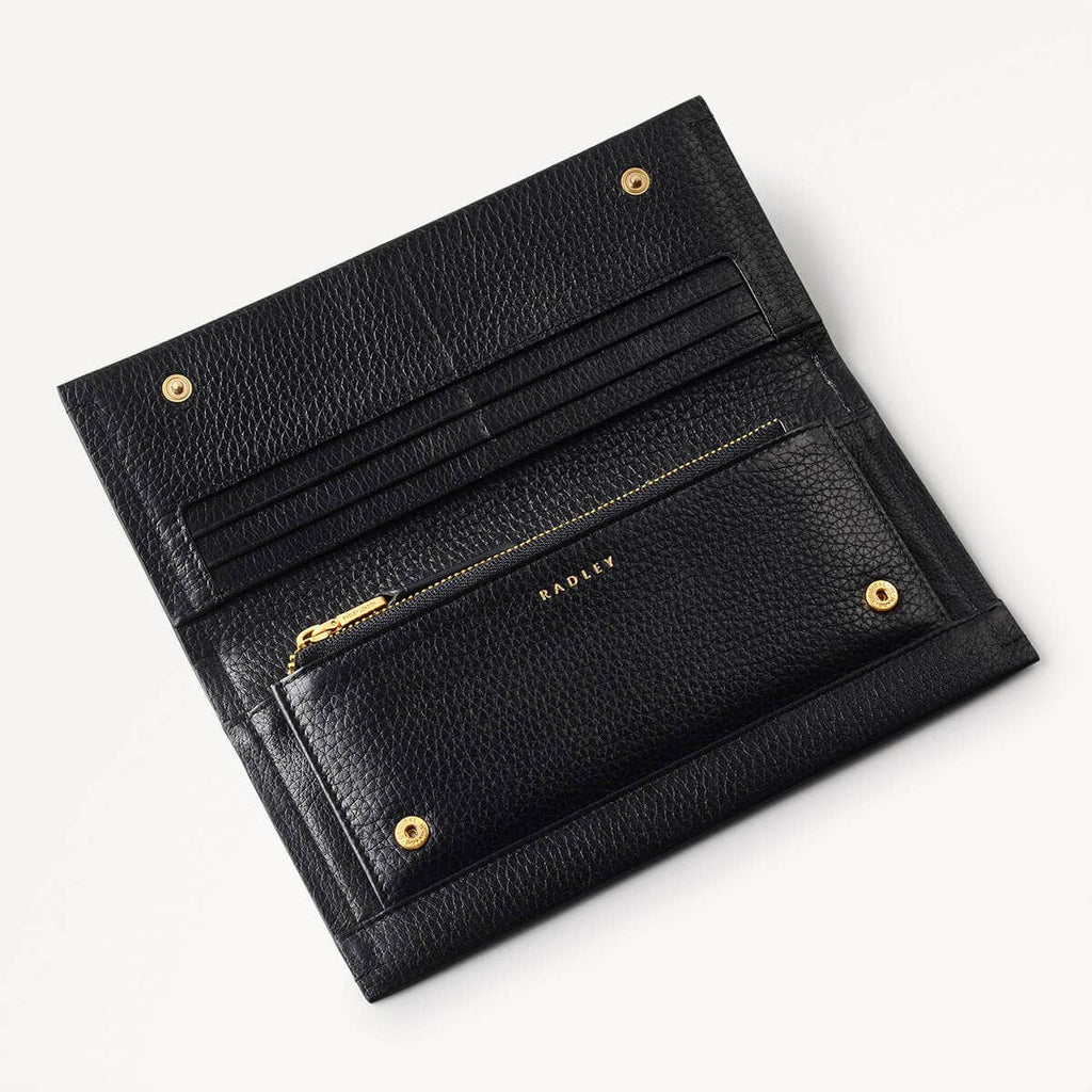 Robin Leather Robin Large Flapover Wallet Black in Black - 110602