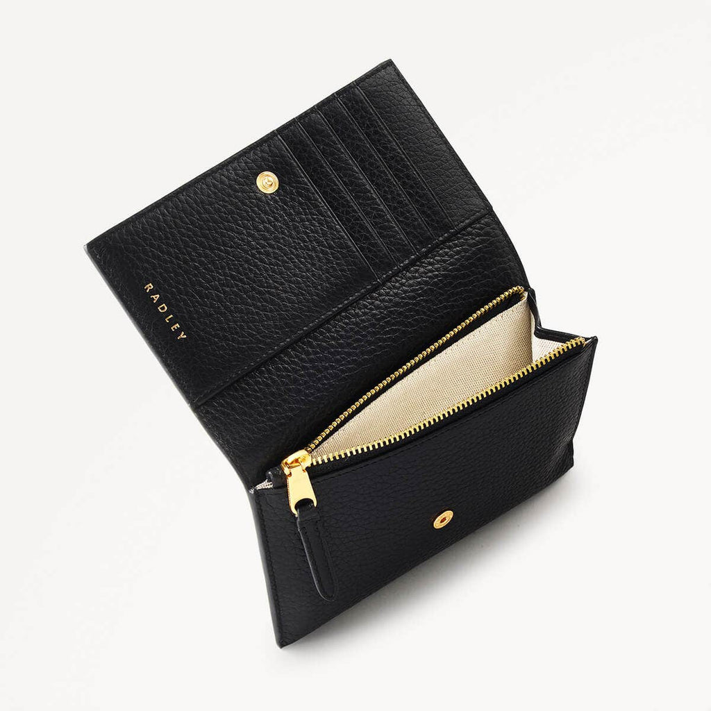 Robin Leather Robin Medium Flapover Wallet Black in Black - 110604