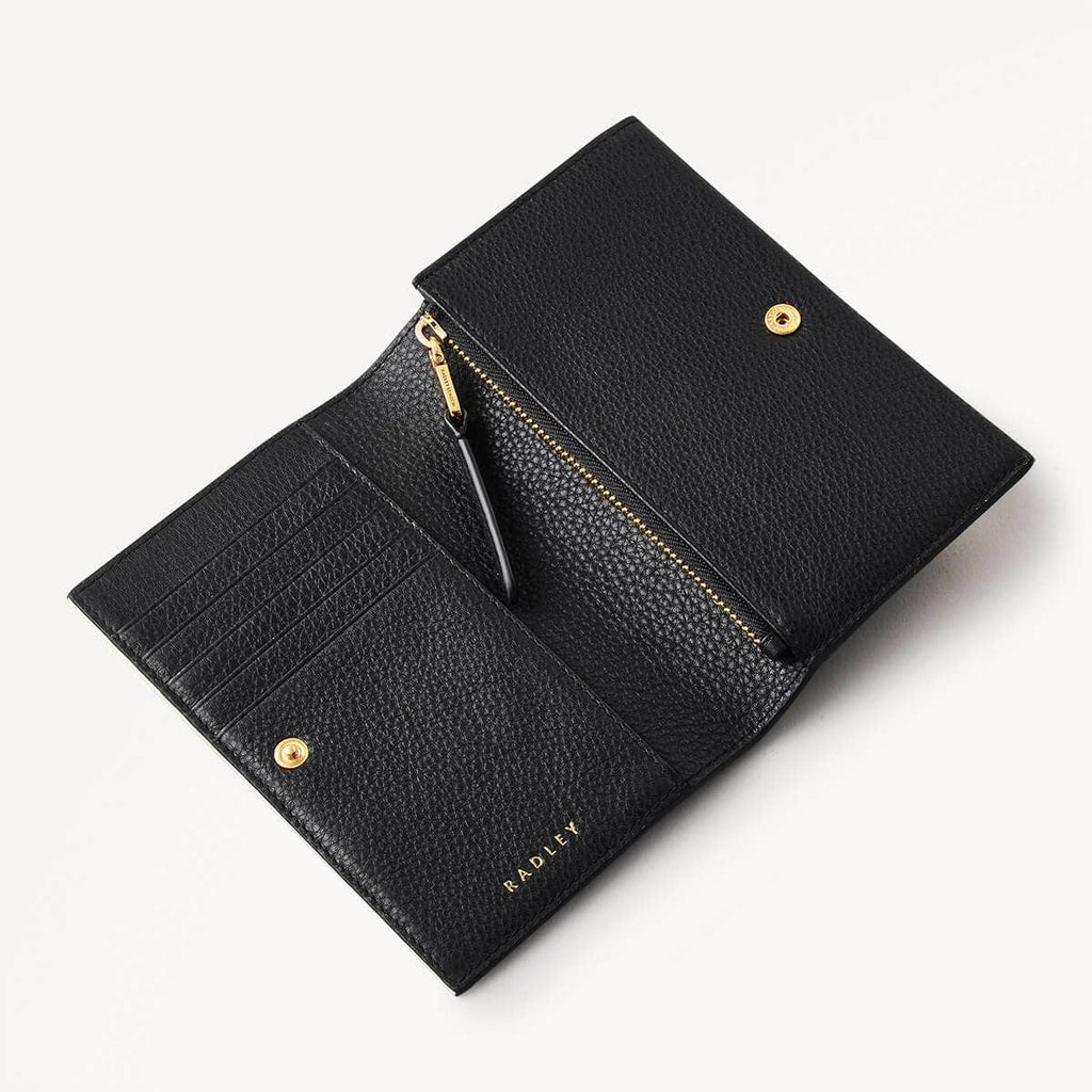 Snow Bunny Leather Snow Bunny Medium Flapover Wallet Black in Black - 110606