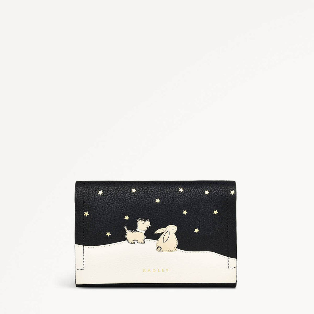 Snow Bunny Leather Snow Bunny Medium Flapover Wallet Black in Black - 110606