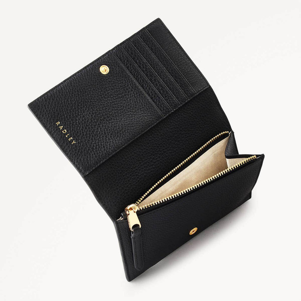 Snow Bunny Leather Snow Bunny Medium Flapover Wallet Black in Black - 110606