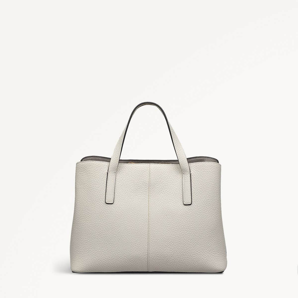 Dukes Place Leather Medium Ziptop Grab Bag in Chalk - 110615
