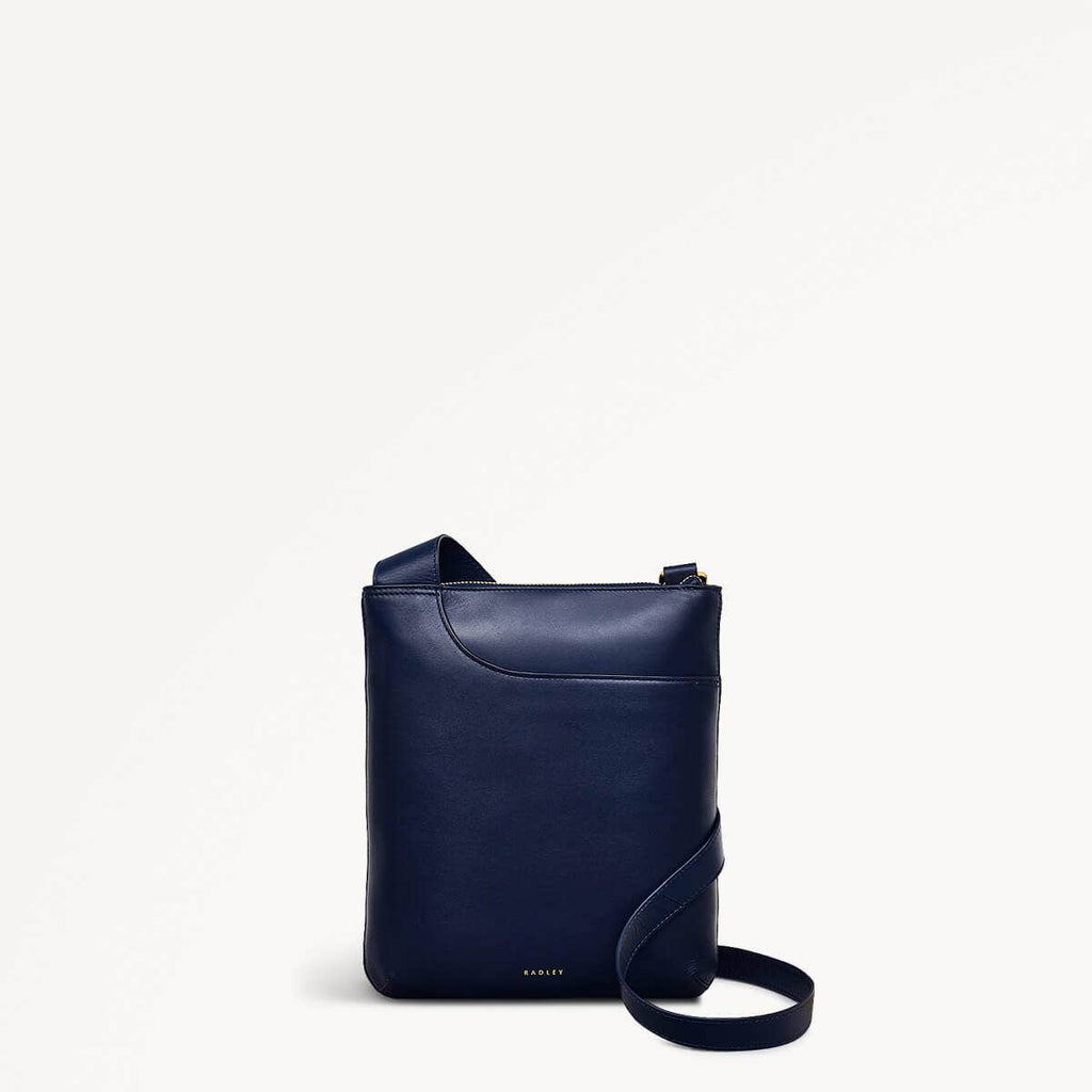 Pockets Leather Medium Ziptop Cross Body Bag in Ink - 110619