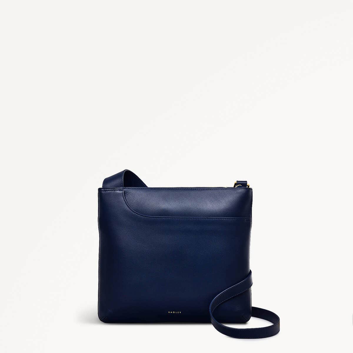 Pockets Leather Large Ziptop Cross Body Bag in Ink - 110621
