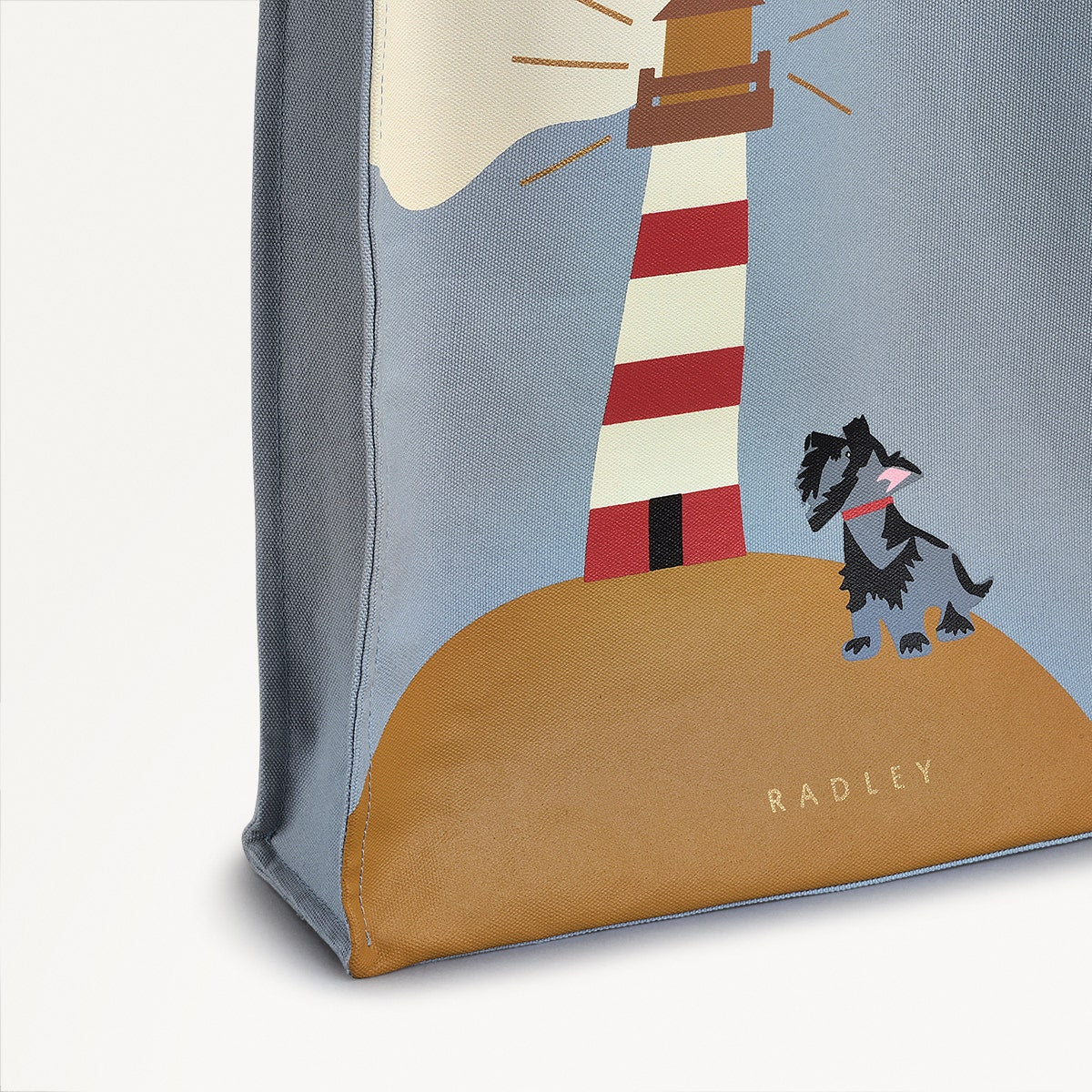 Lighthouse Fabric Medium Open Top Tote in Smoke Blue - 110623