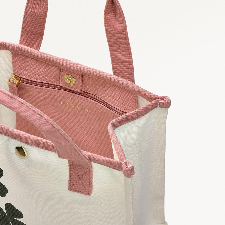 Lucky Charm Fabric Small Open Top Satchel in Natural - 110628