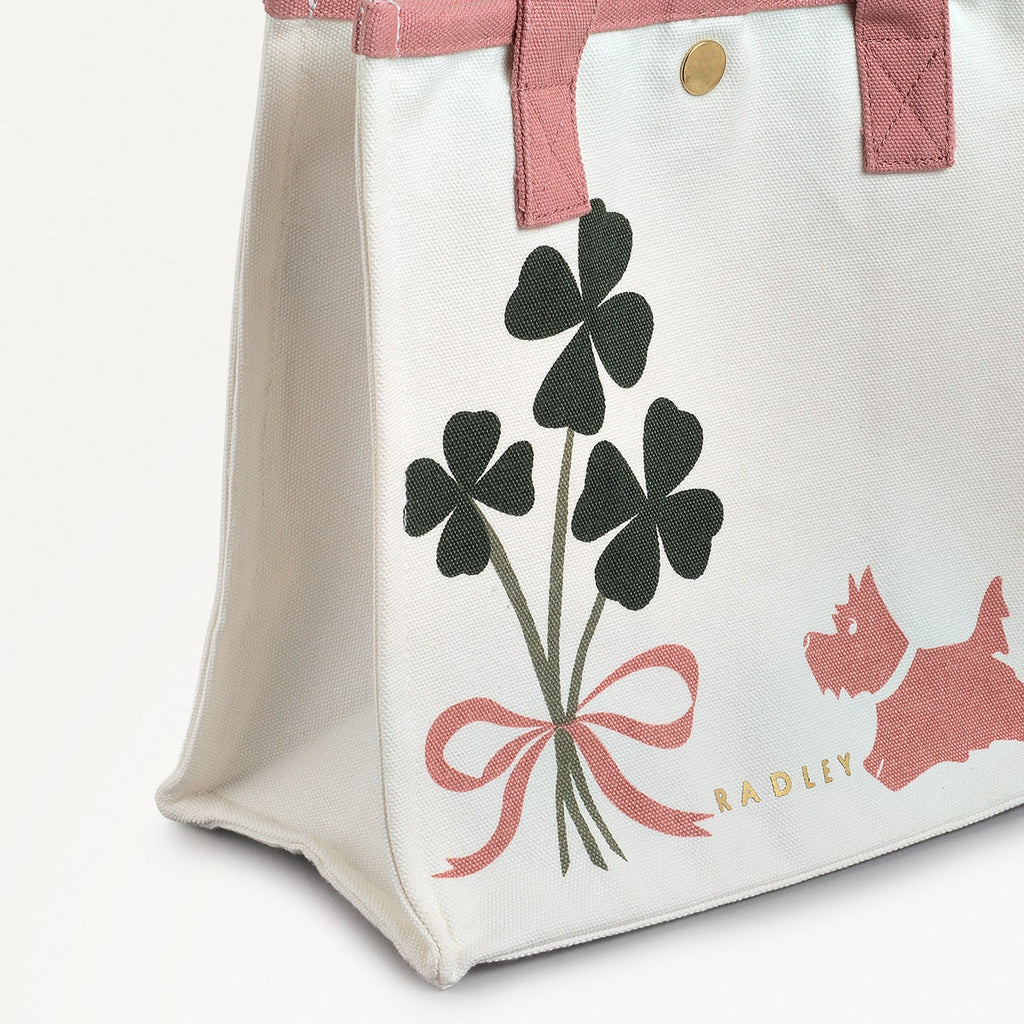 Lucky Charm Fabric Small Open Top Satchel in Natural - 110628